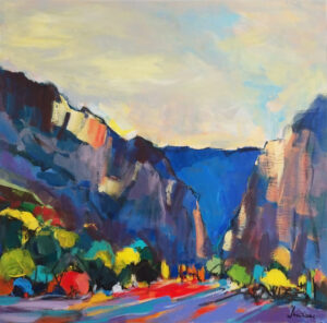 Peinture représentant des falaises